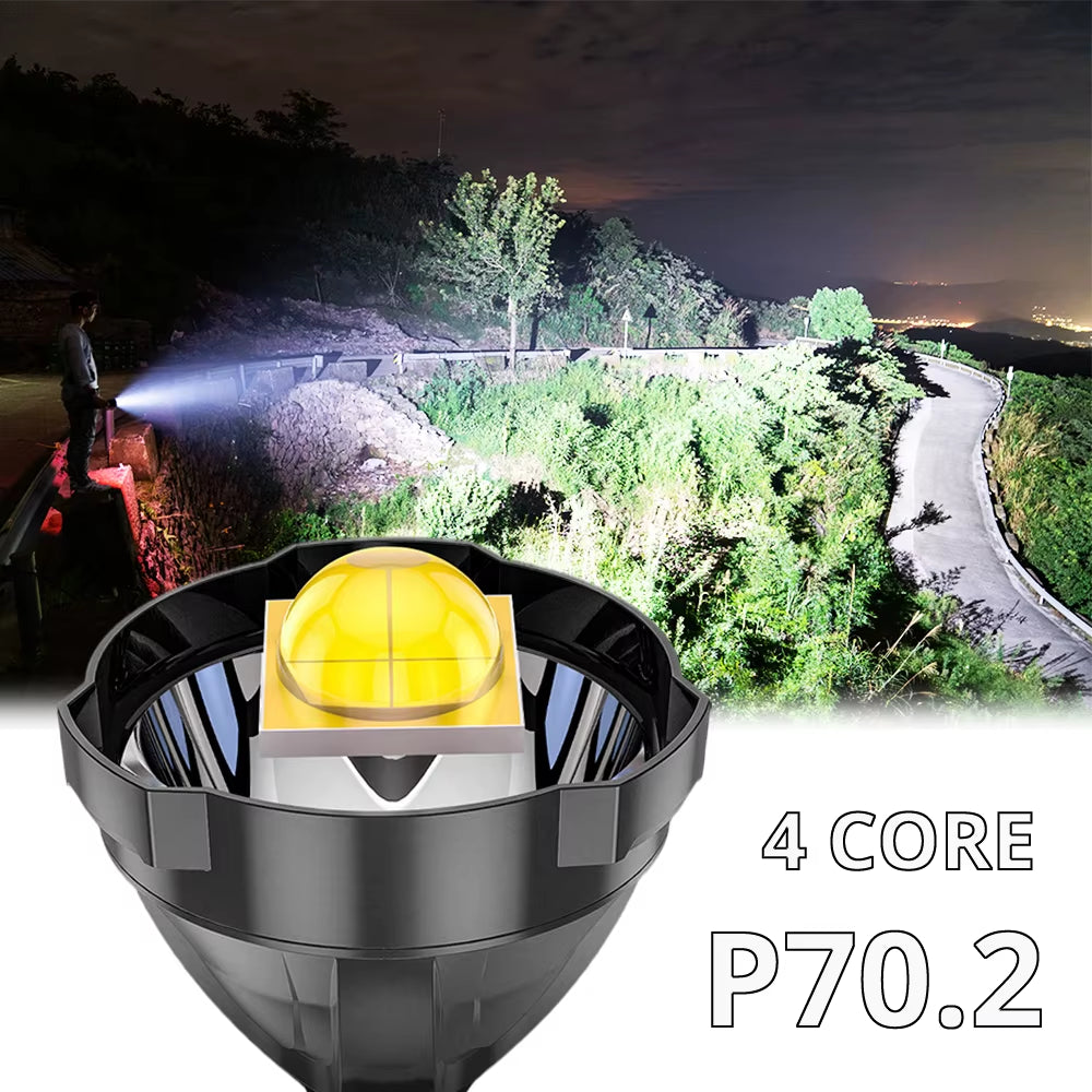 Rechargeable High Power Led Flashlights Ultra-Long Lighting Distance Lamp Searchlight XHP70 Powerful Lantern Torches