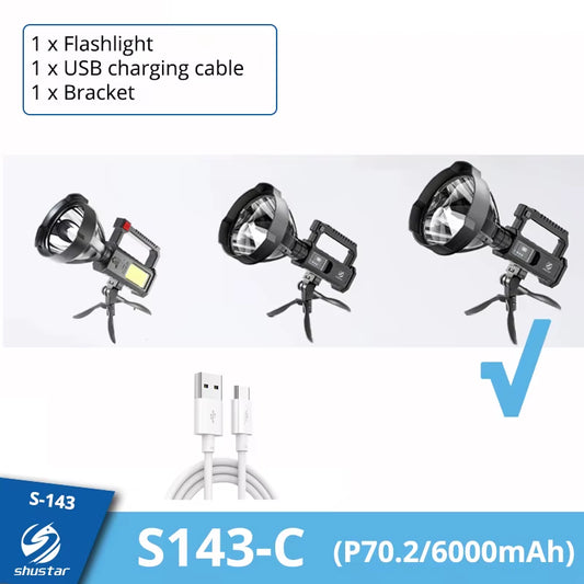Rechargeable High Power Led Flashlights Ultra-Long Lighting Distance Lamp Searchlight XHP70 Powerful Lantern Torches